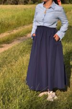Poplin Lacivert Etek